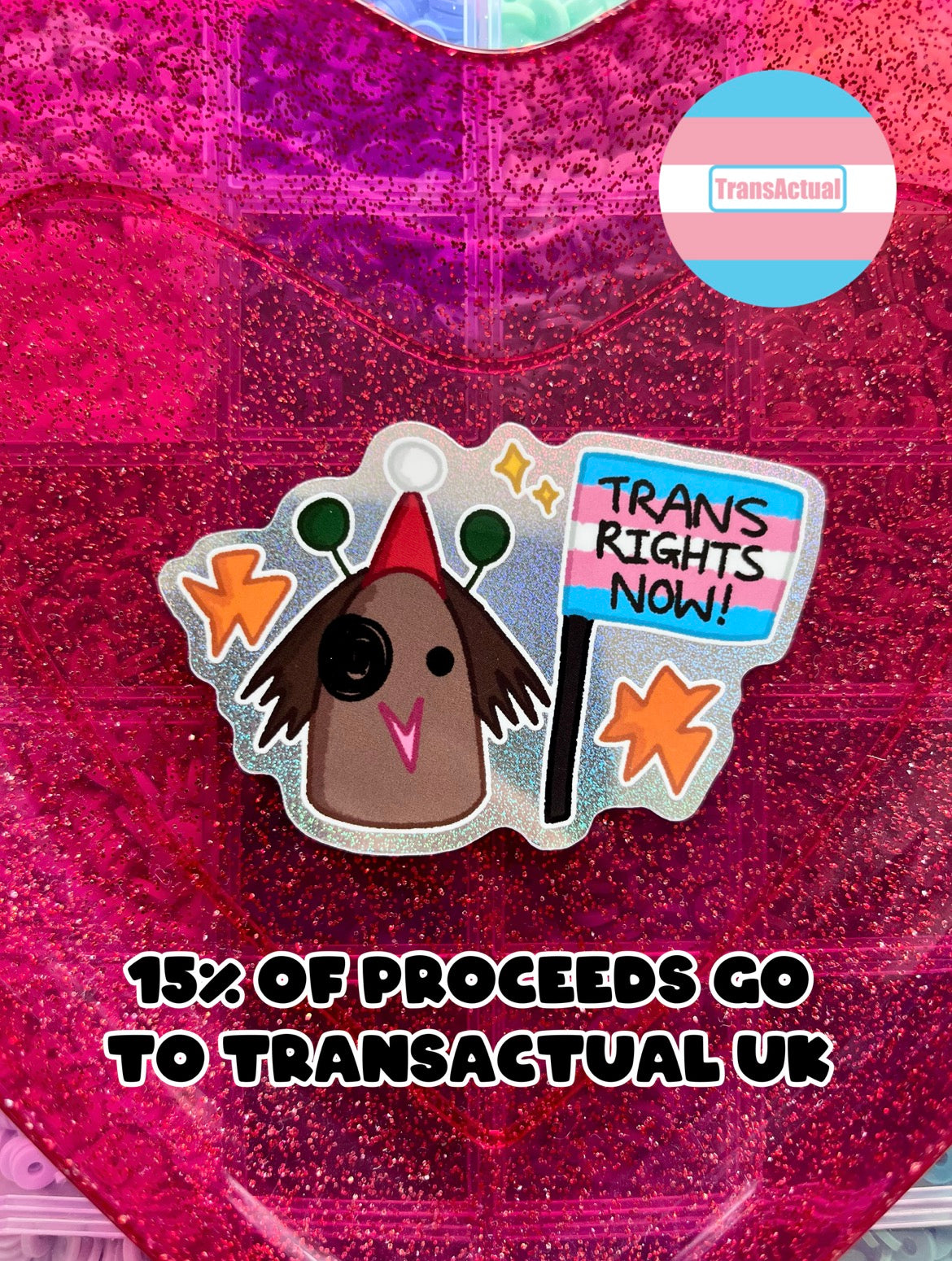 “Trans rights NOW!” Santa Shelby Slug X DECORA SLUGZ Sticker