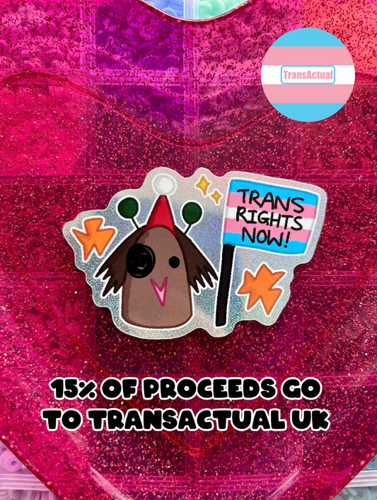 “Trans rights NOW!” Santa Shelby Slug X DECORA SLUGZ Sticker