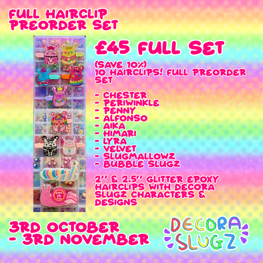 [PREORDER] Full 10pcs DECORA SLUGZ Hairclip Set