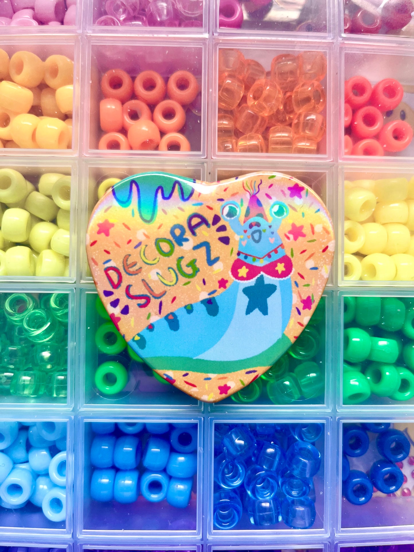 DECORA SLUGZ Rainbow Holographic Heart Badge