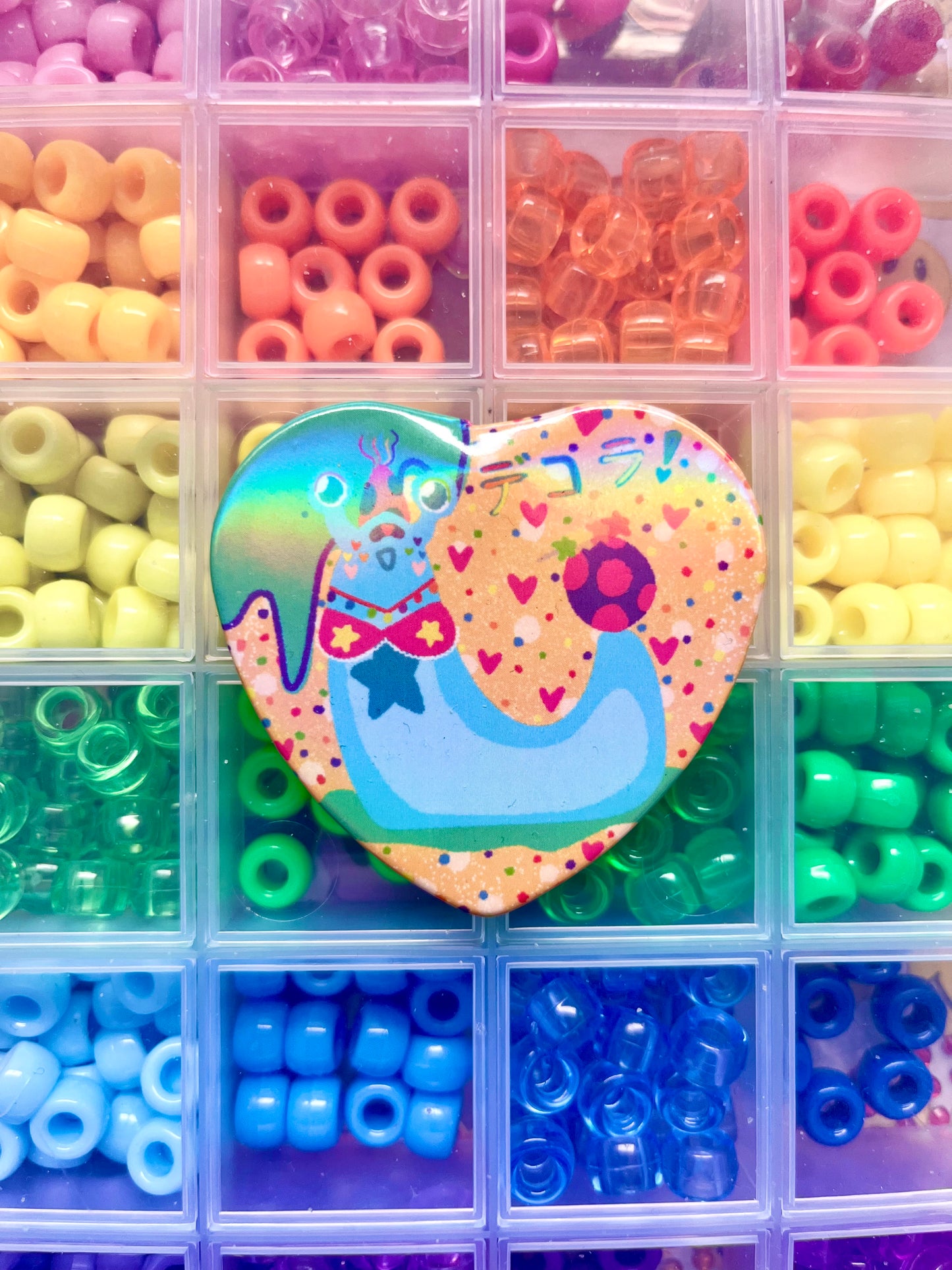 DECORA SLUGZ Rainbow Holographic Heart Badge